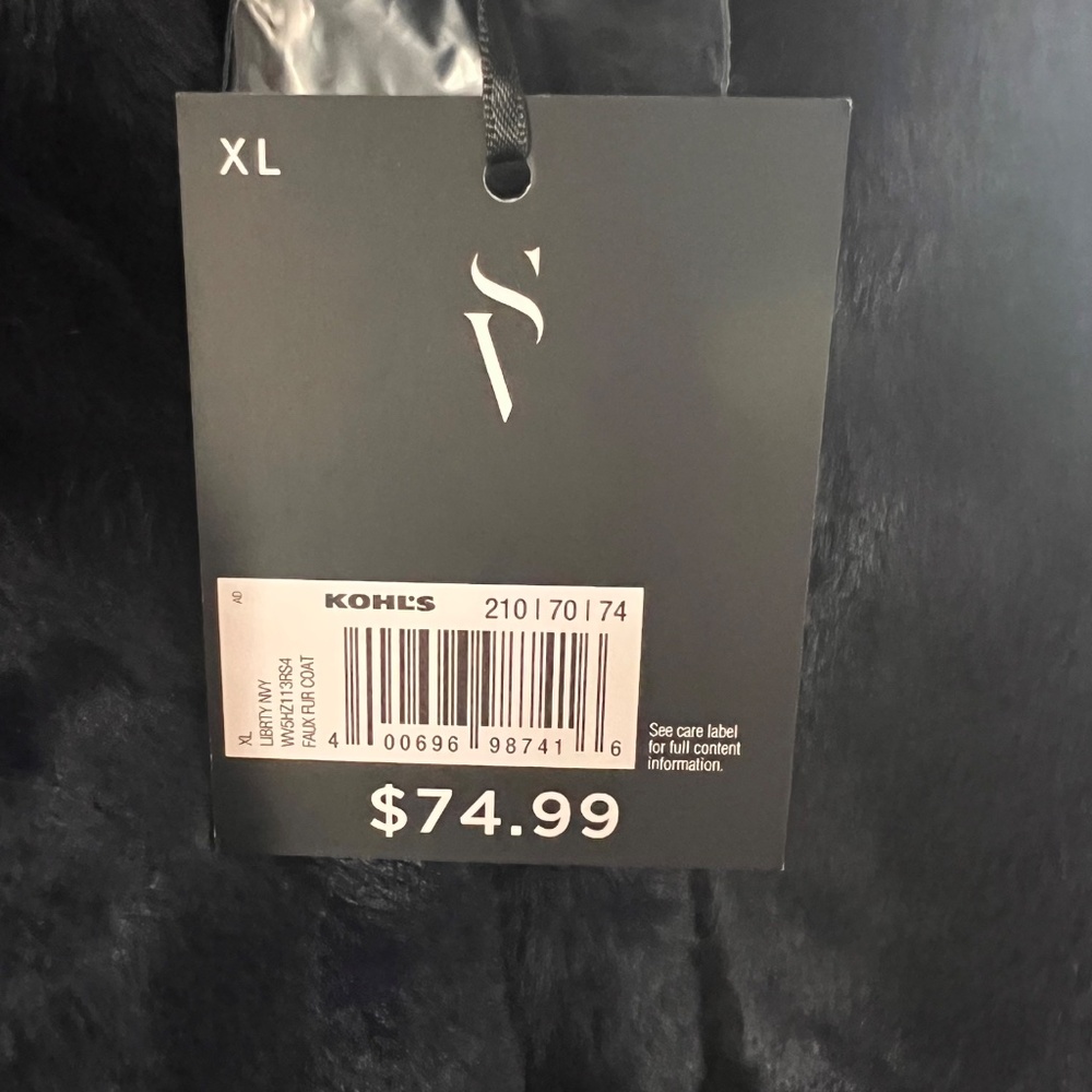 NWT Women's Simply Vera Vera Wang Blue Faux Fur Coat Size XL - Picture 9 of 15